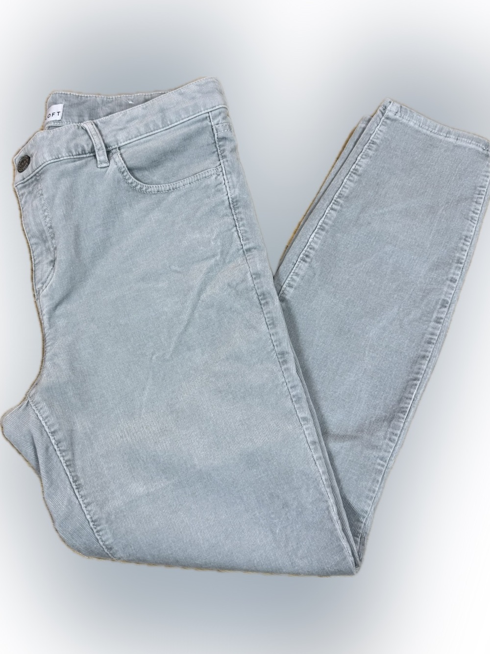 LOFT Pale Gray Corduroy Straight Leg Jeans